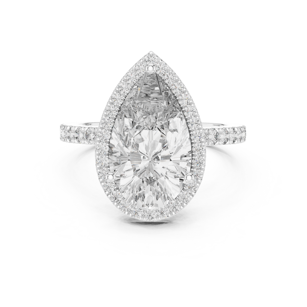 Virellia Pear-Cut Halo Lab Grown Diamond Ring