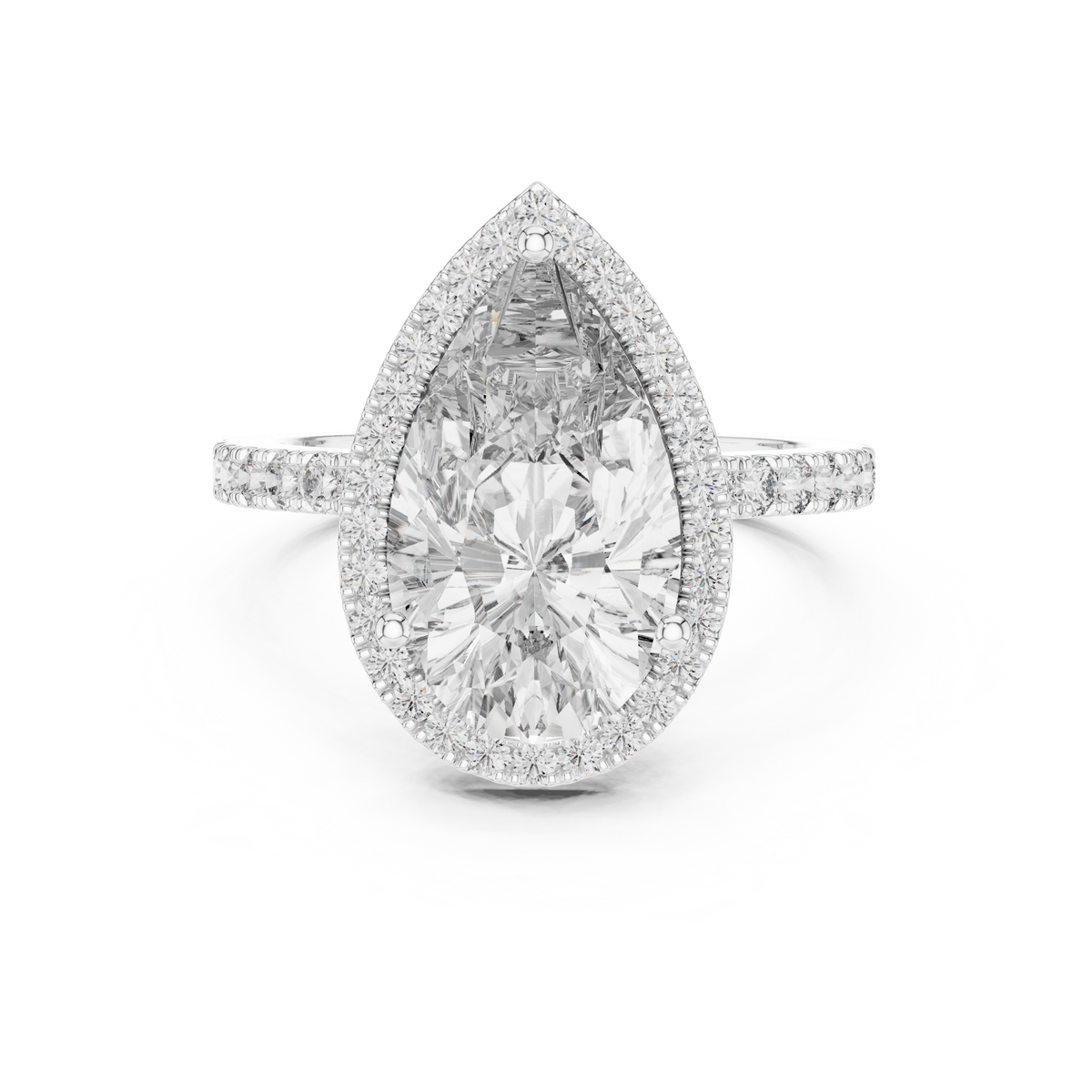 Virellia Pear-Cut Halo Lab Grown Diamond Ring