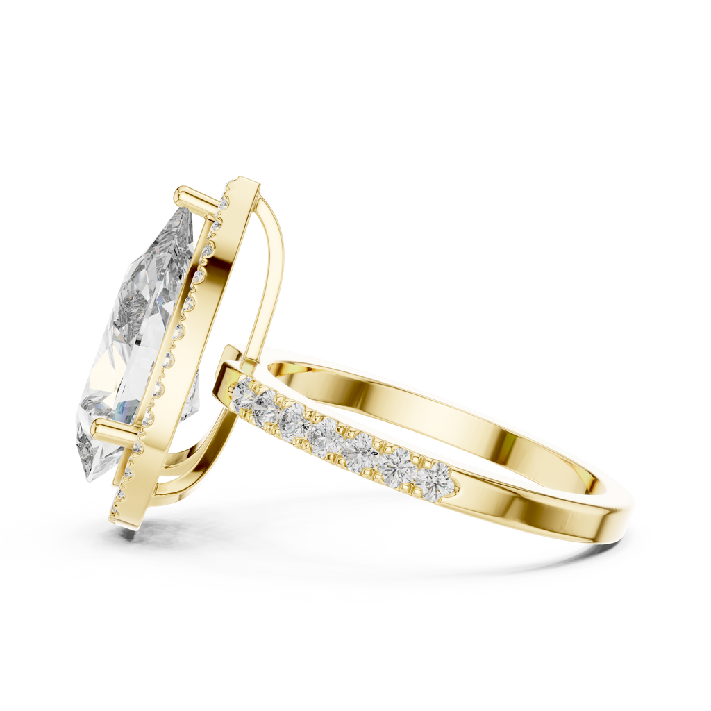 Virellia Pear-Cut Halo Lab Grown Diamond Ring