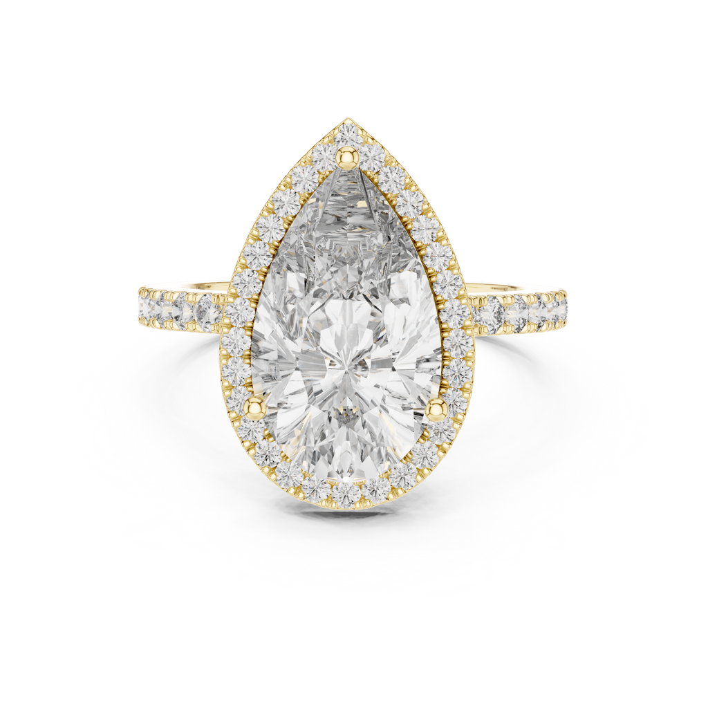 Virellia Pear-Cut Halo Lab Grown Diamond Ring