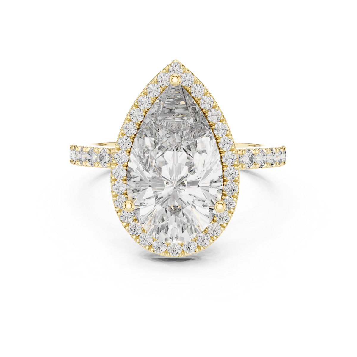 Virellia Pear-Cut Halo Lab Grown Diamond Ring