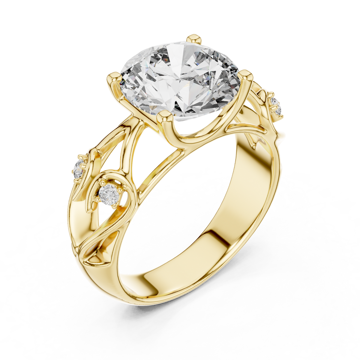 Elisara Round Floral Accent Lab Grown Diamond Ring