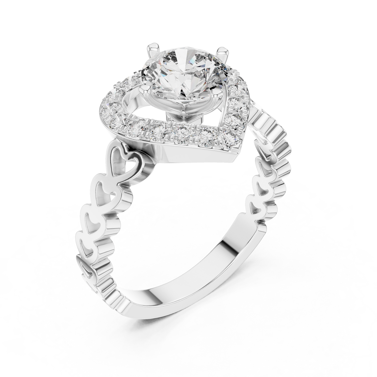 Coralisse Heart Halo Lab Grown Diamond Ring
