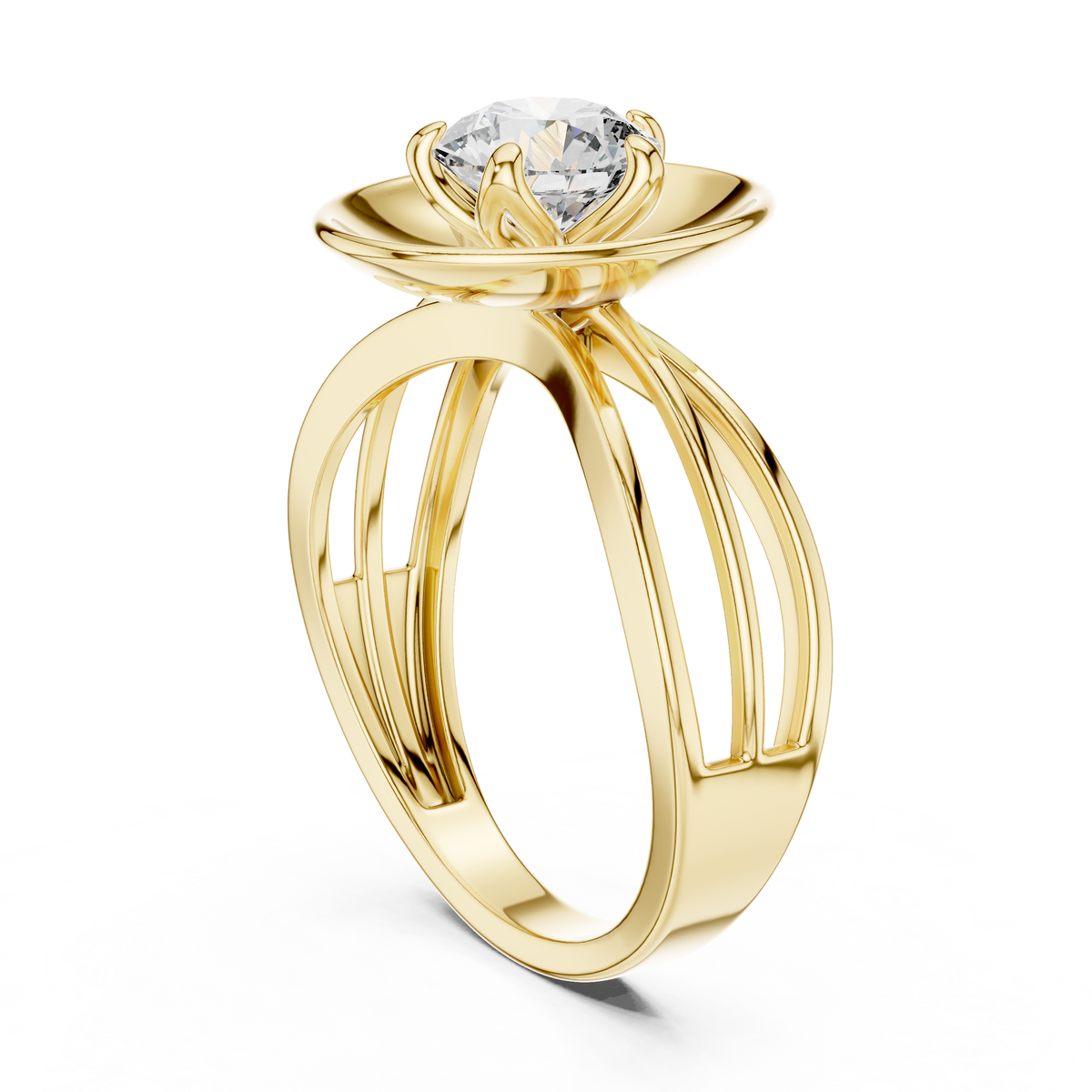 Moderner Diamantring im Rundschliff