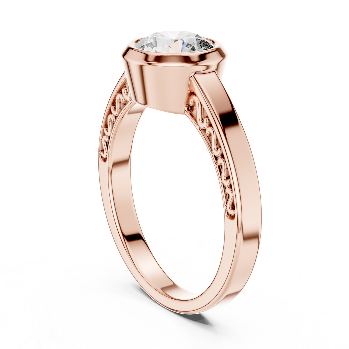 Solenne Bezel Set Lab Grown Diamond Solitaire Ring