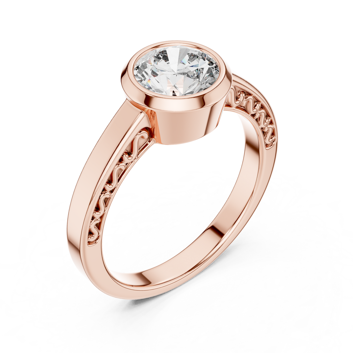 Solenne Bezel Set Lab Grown Diamond Solitaire Ring