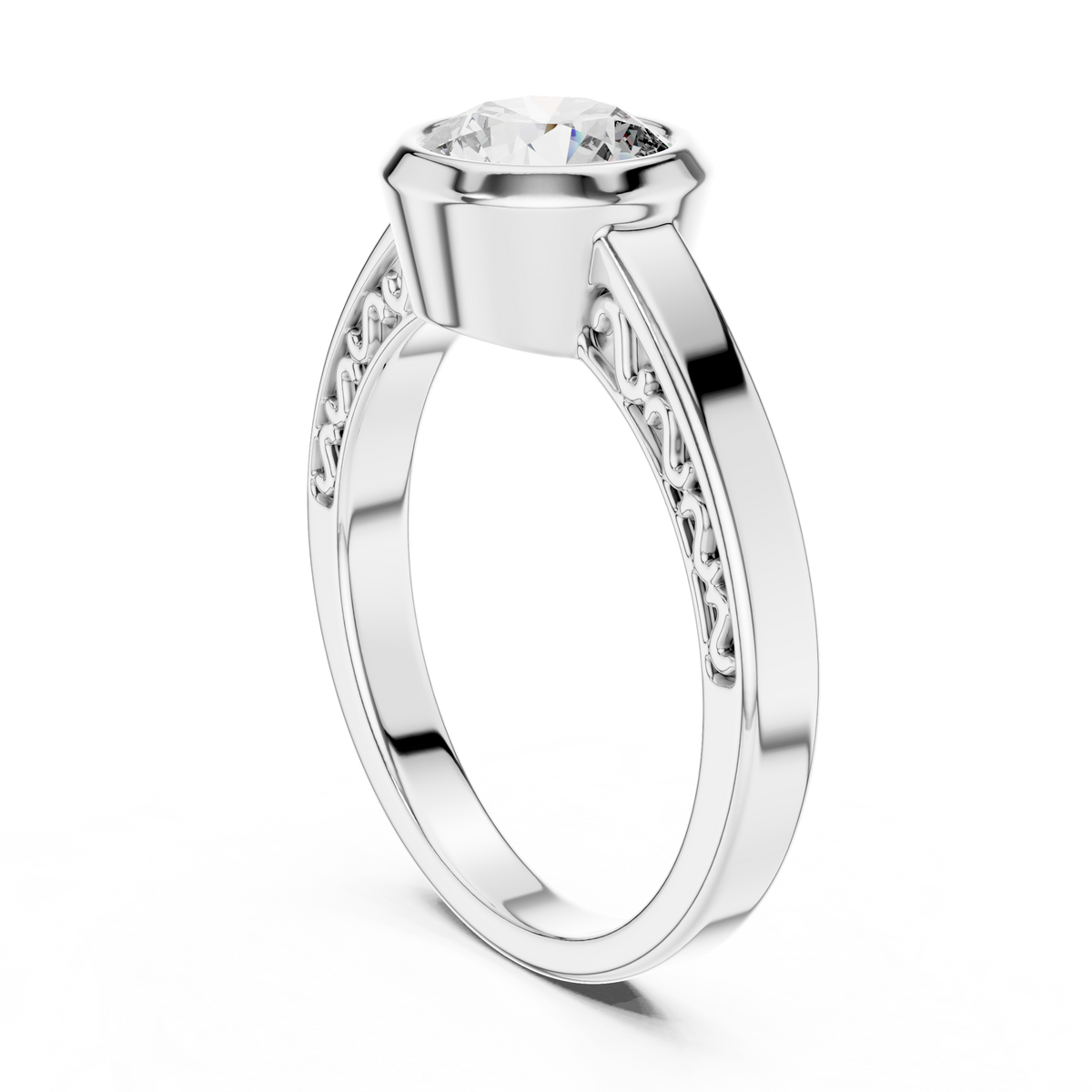 Solenne Bezel Set Lab Grown Diamond Solitaire Ring