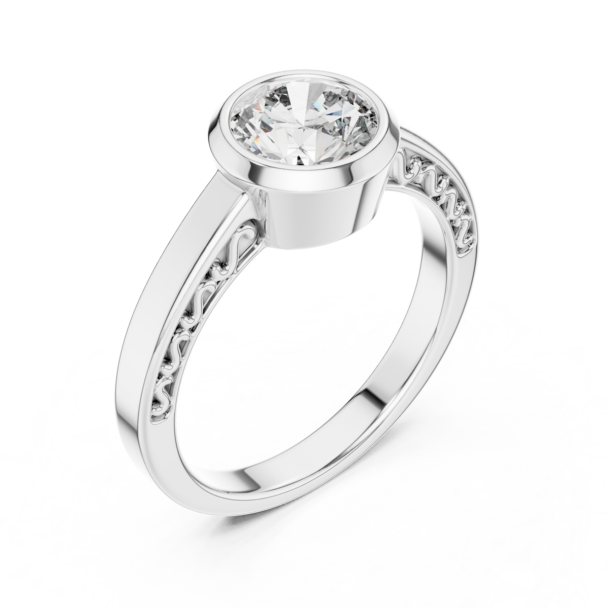 Solenne Bezel Set Lab Grown Diamond Solitaire Ring