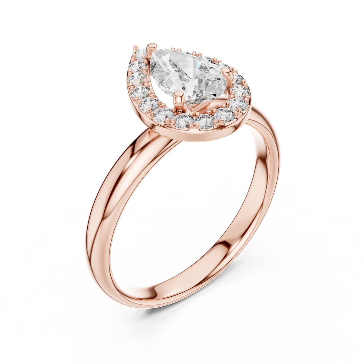 Liora Pear Cut Halo Lab Grown Diamond Engagement Ring