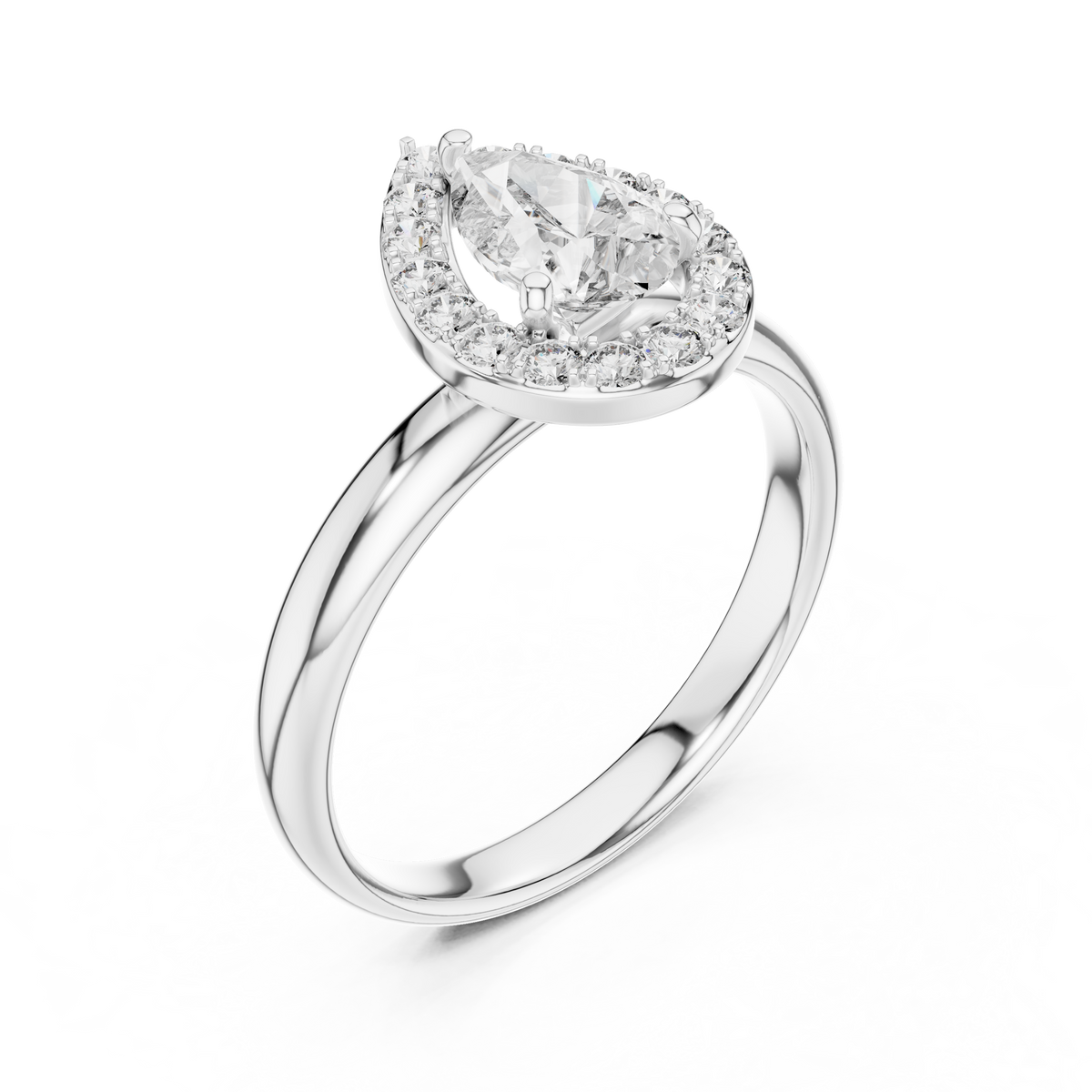 Liora Pear Cut Halo Lab Grown Diamond Engagement Ring