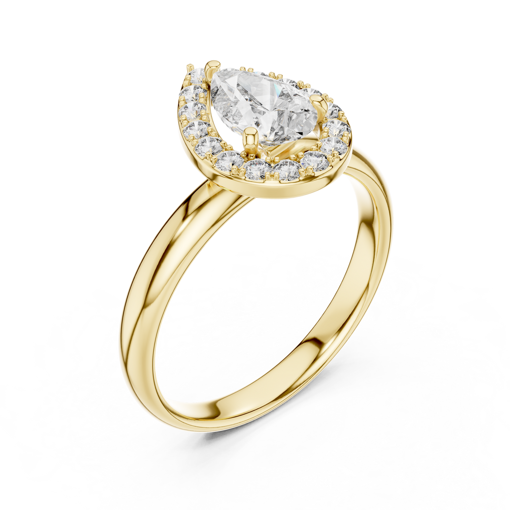 Liora Pear Cut Halo Lab Grown Diamond Engagement Ring