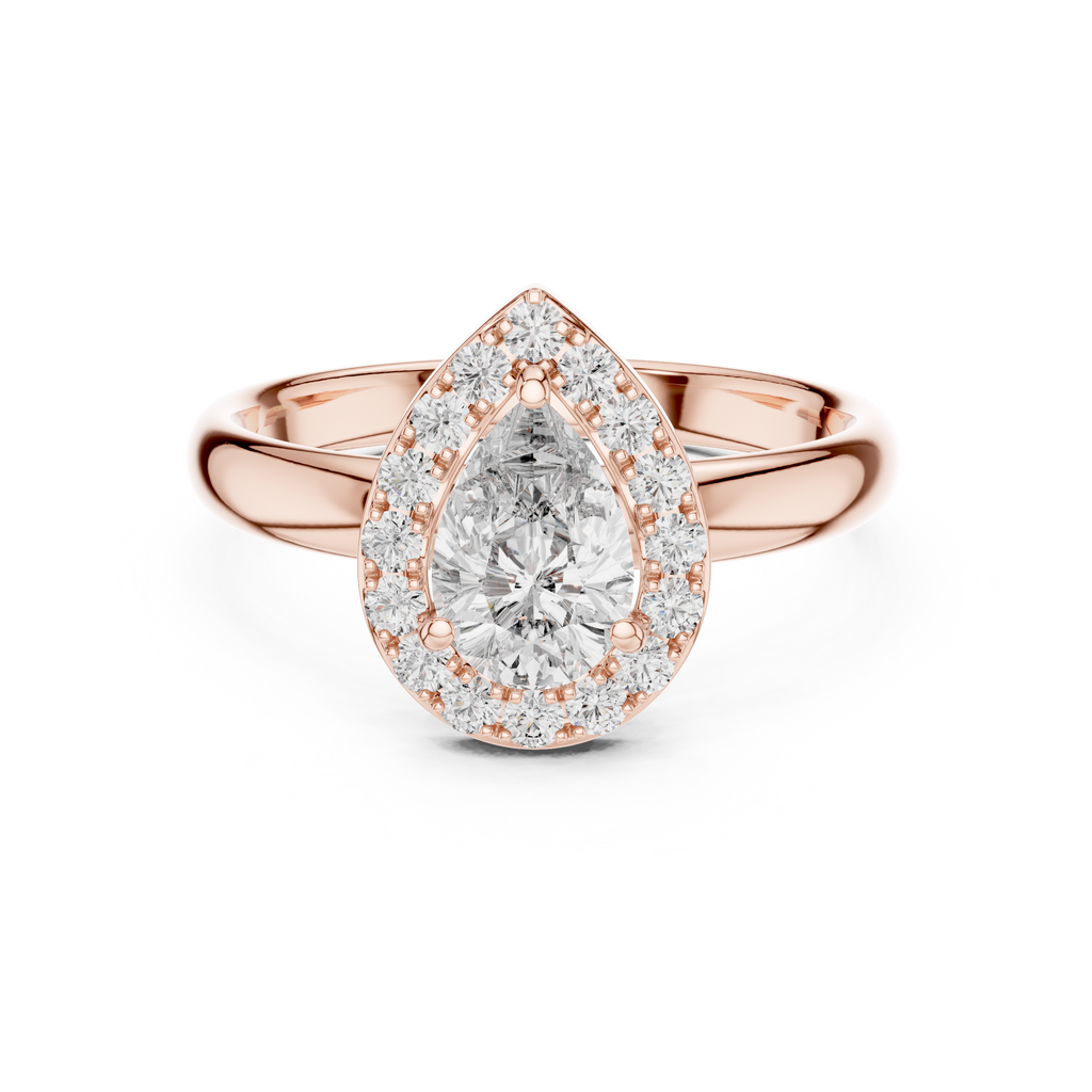 Liora Pear Cut Halo Lab Grown Diamond Engagement Ring