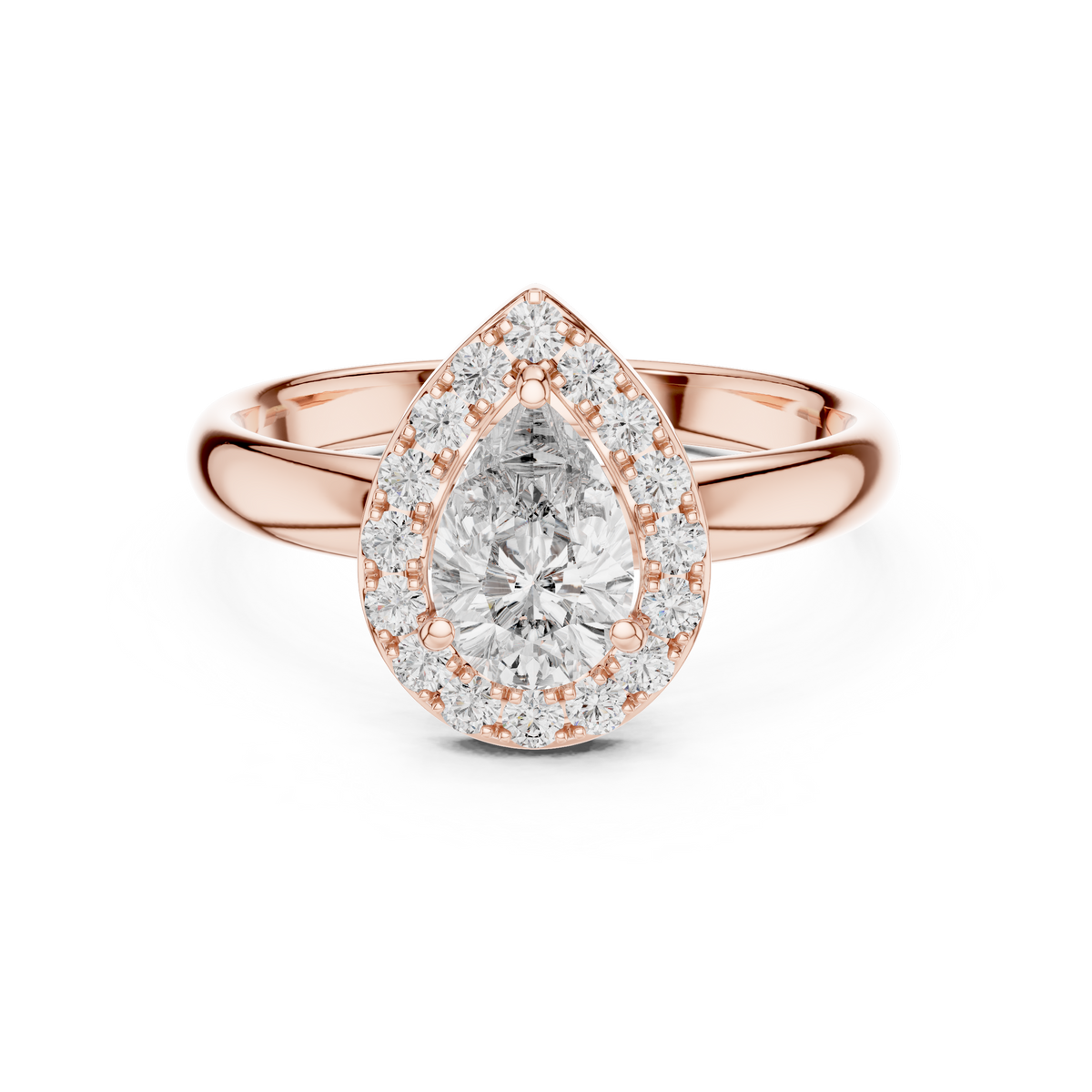 Liora Pear Cut Halo Lab Grown Diamond Engagement Ring