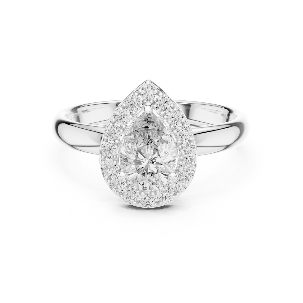 Liora Pear Cut Halo Lab Grown Diamond Engagement Ring