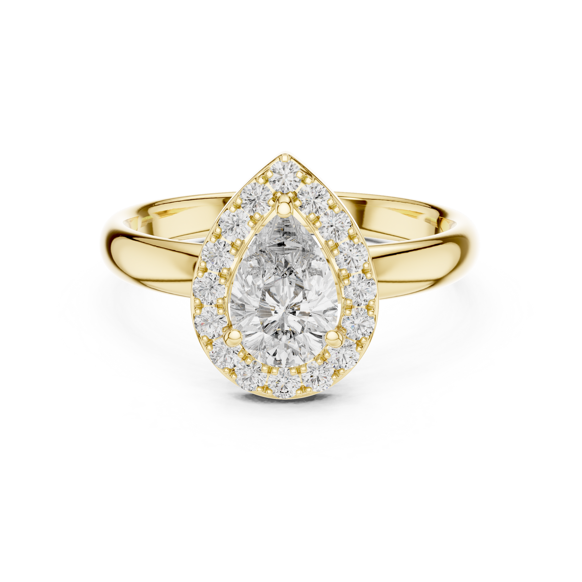 Liora Pear Cut Halo Lab Grown Diamond Engagement Ring