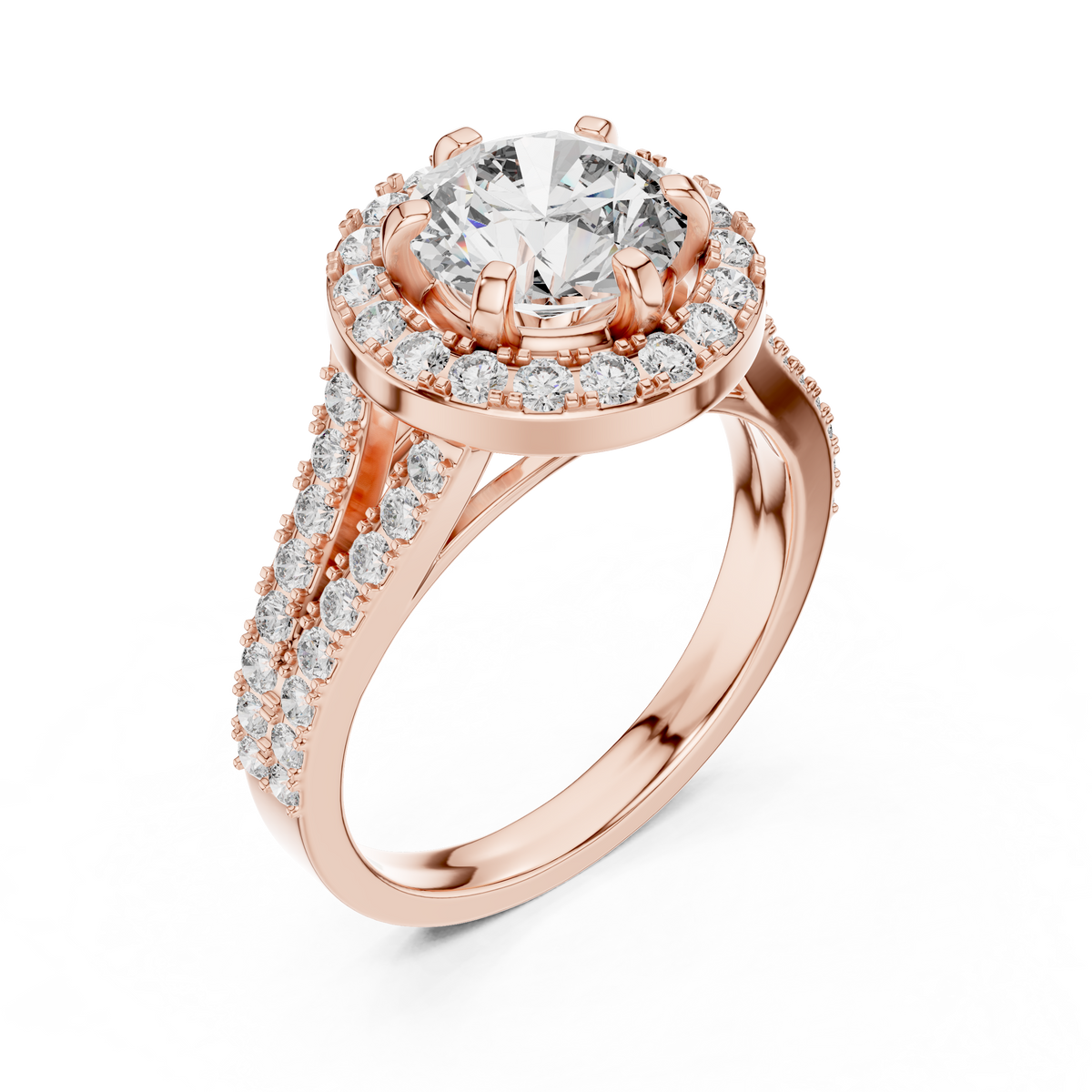 Marisol Round Halo Split Shank Lab Grown Diamond Engagement Ring