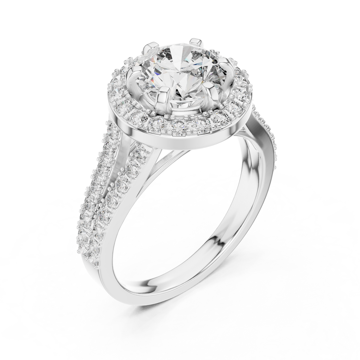 Marisol Round Halo Split Shank Lab Grown Diamond Engagement Ring