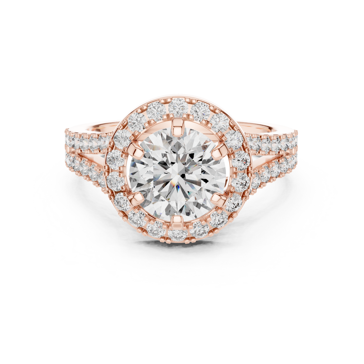 Marisol Round Halo Split Shank Lab Grown Diamond Engagement Ring