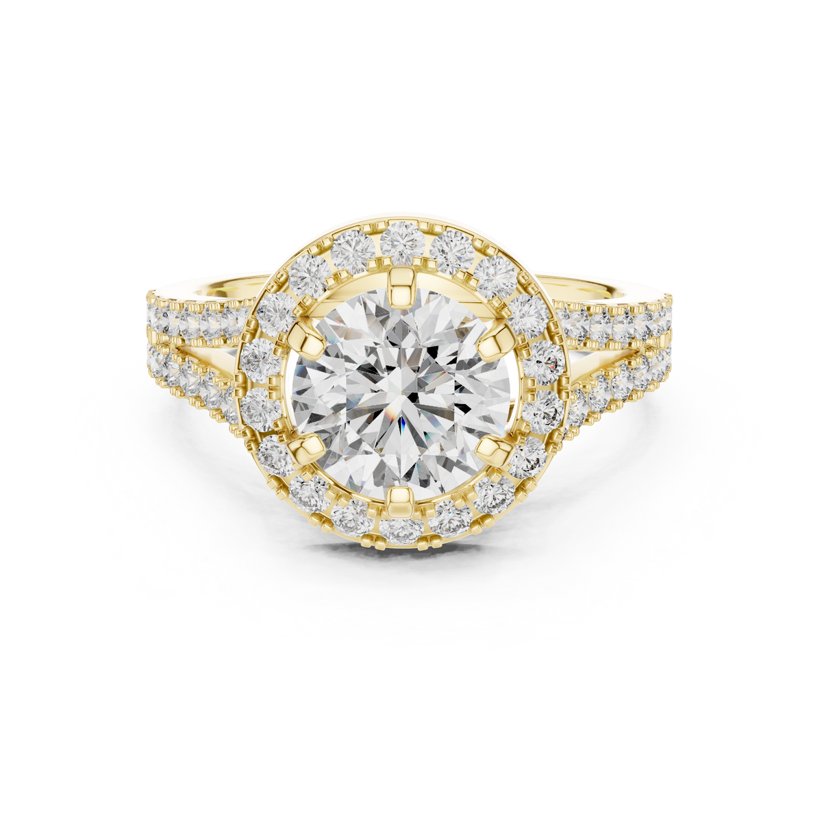 Marisol Round Halo Split Shank Lab Grown Diamond Engagement Ring