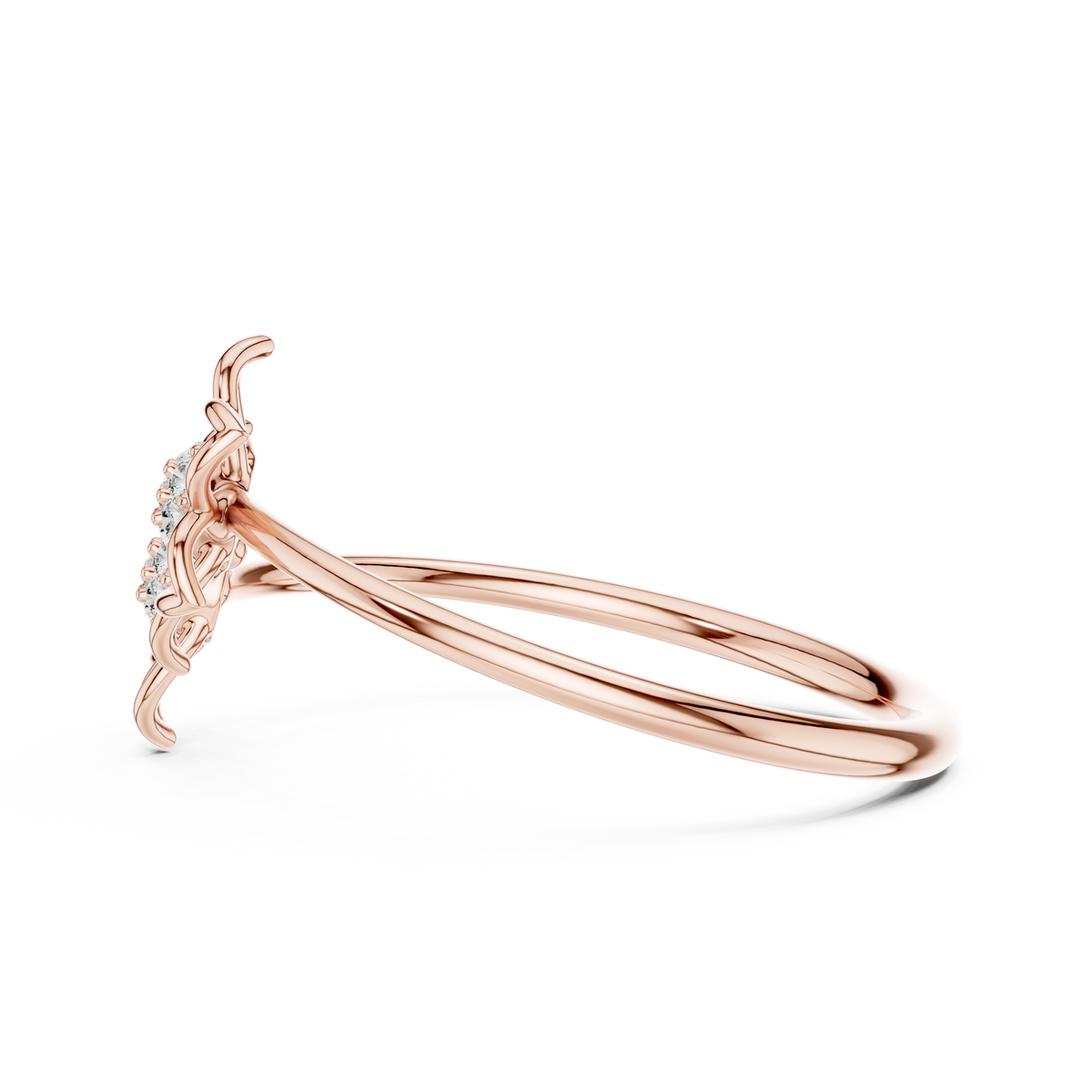 Geminelle Twin Flower Open Petal Lab Grown Diamond Ring