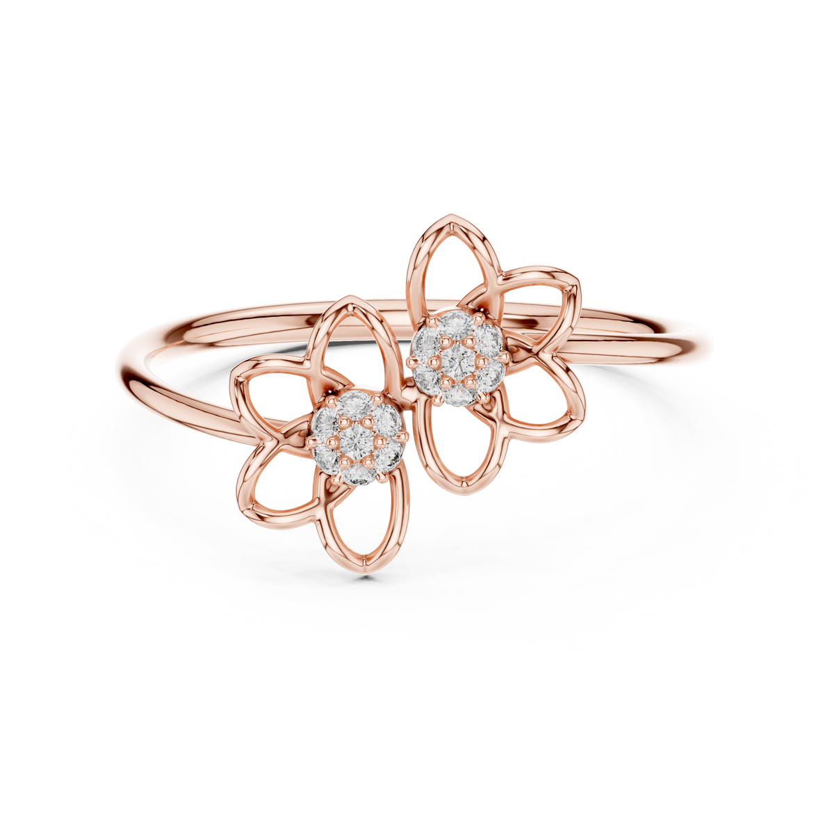 Geminelle Twin Flower Open Petal Lab Grown Diamond Ring