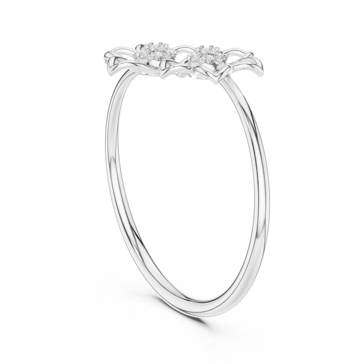 Geminelle Twin Flower Open Petal Lab Grown Diamond Ring