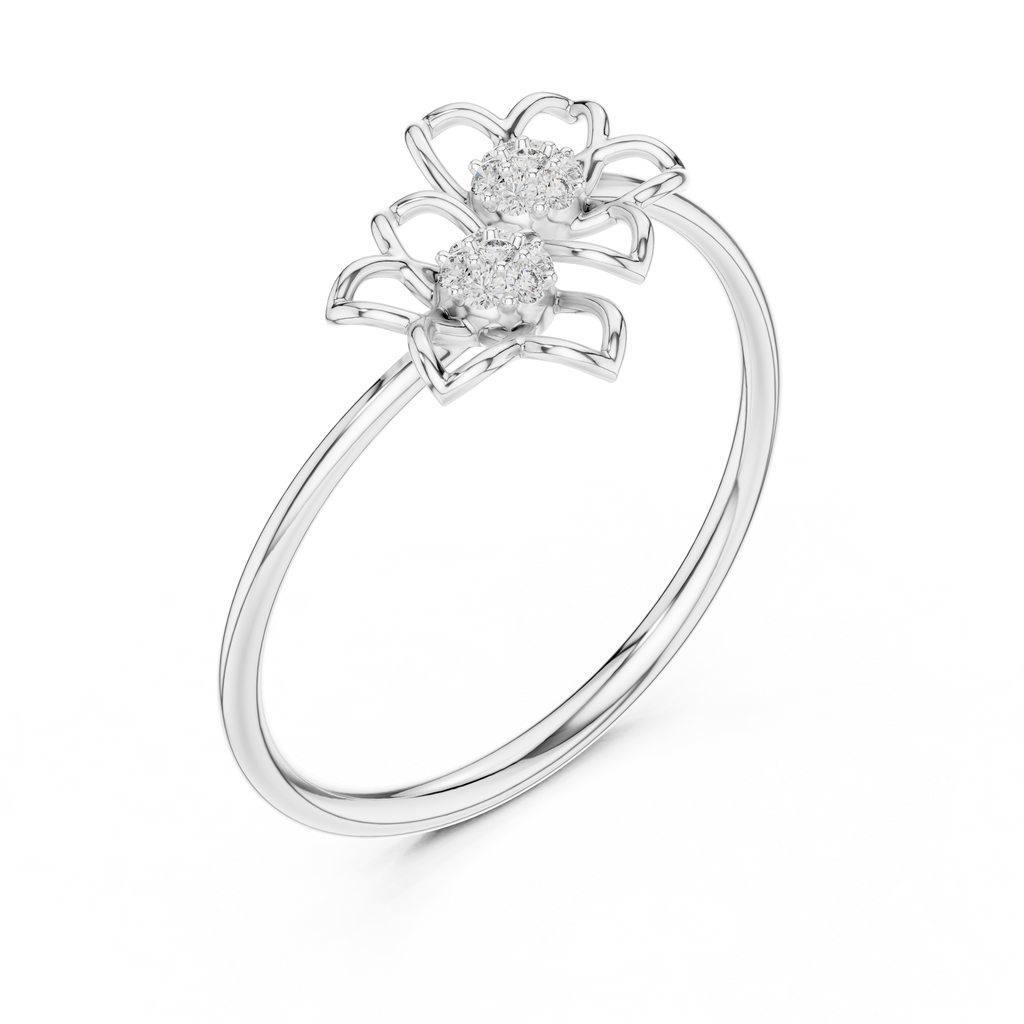 Geminelle Twin Flower Open Petal Lab Grown Diamond Ring