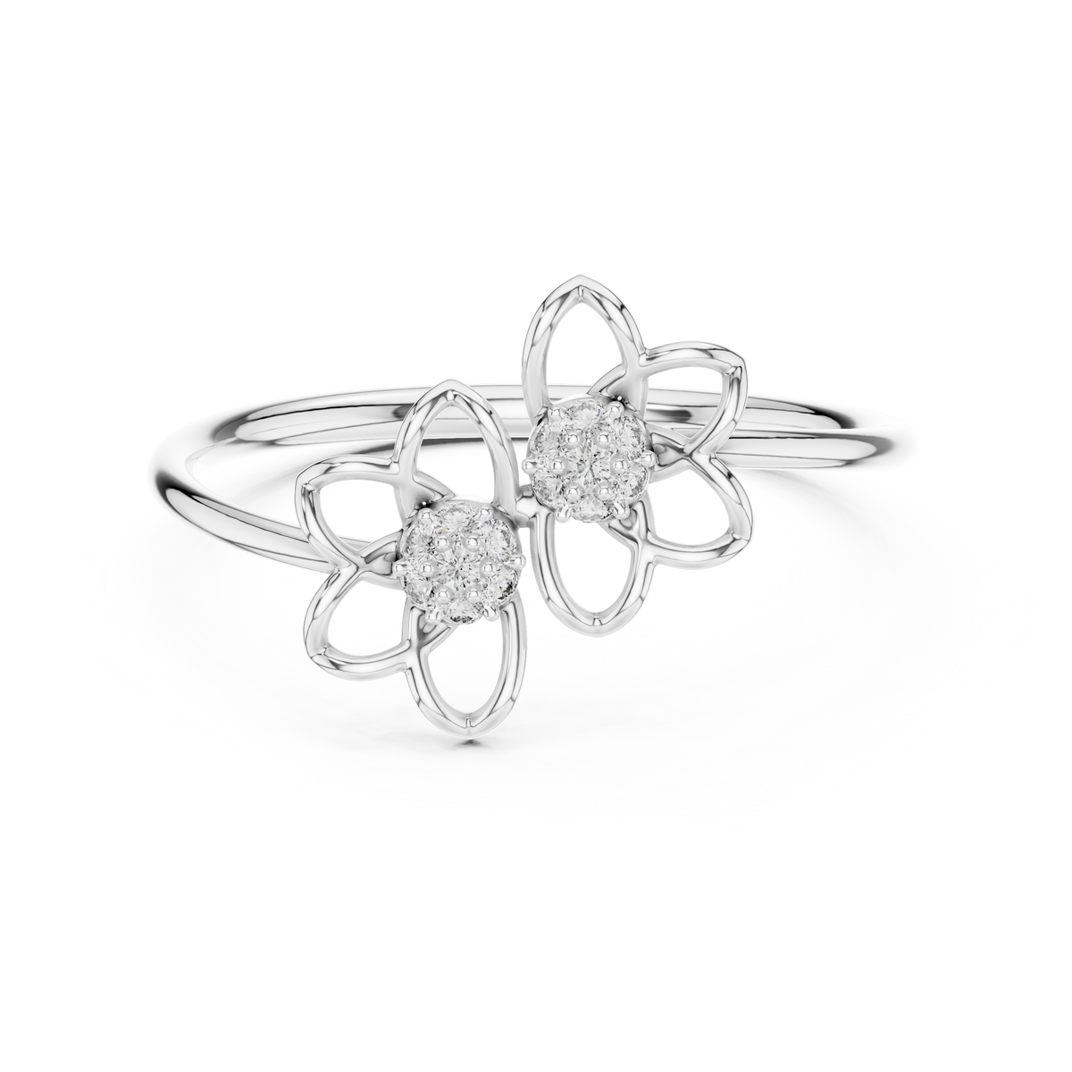 Geminelle Twin Flower Open Petal Lab Grown Diamond Ring