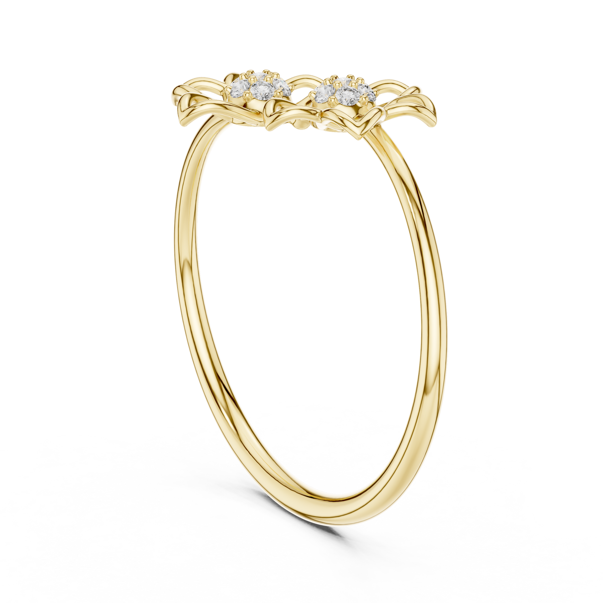 Geminelle Twin Flower Open Petal Lab Grown Diamond Ring