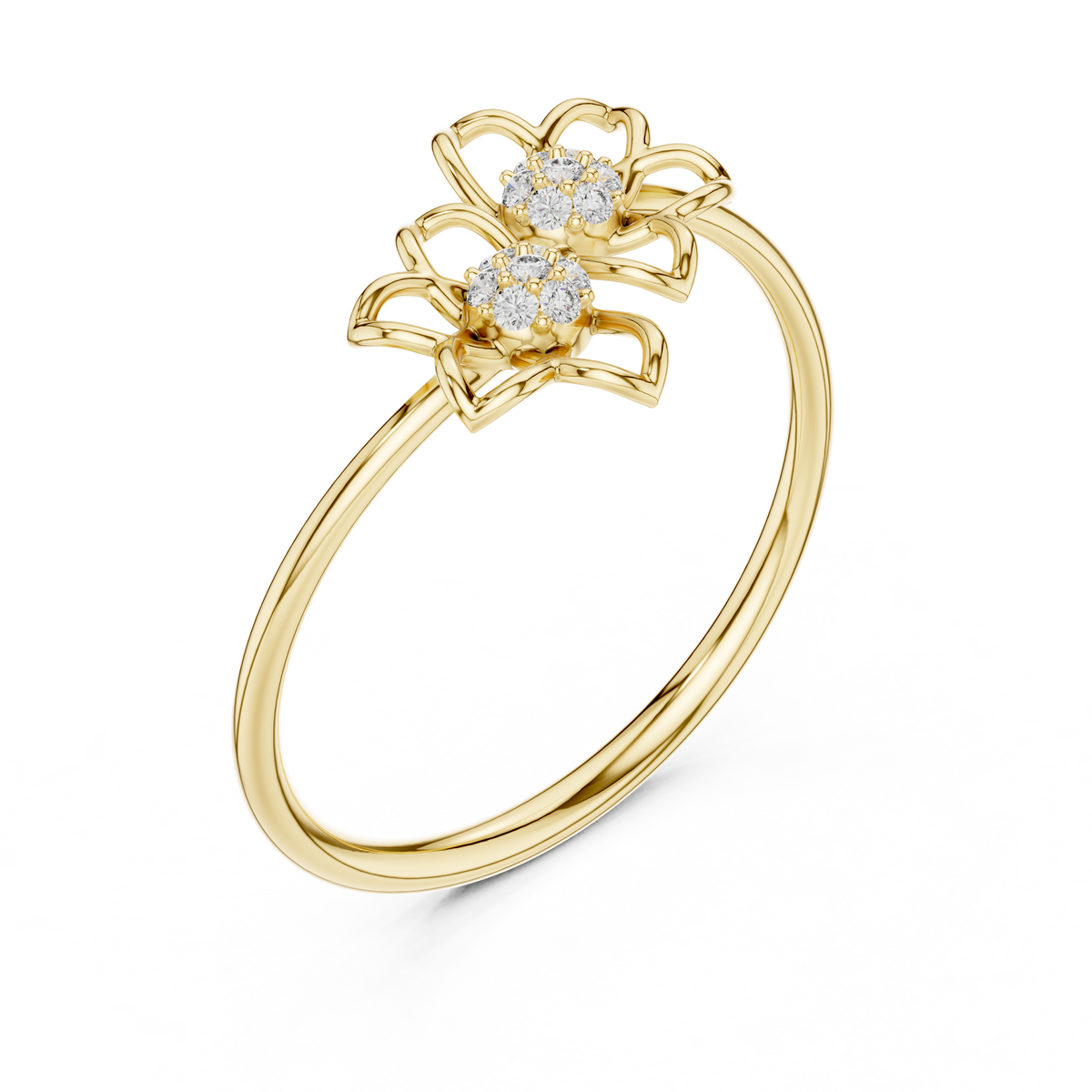 Geminelle Twin Flower Open Petal Lab Grown Diamond Ring