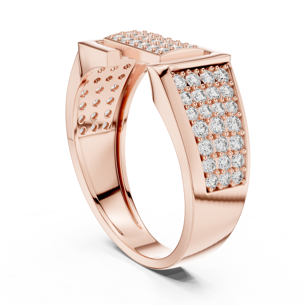 Aurevian Rectangular Pavé Lab Grown Diamond Ring