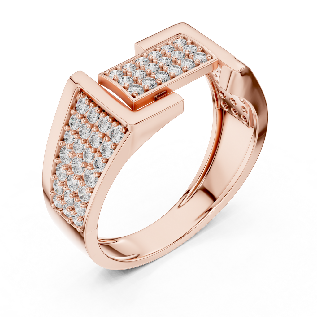 Aurevian Rectangular Pavé Lab Grown Diamond Ring