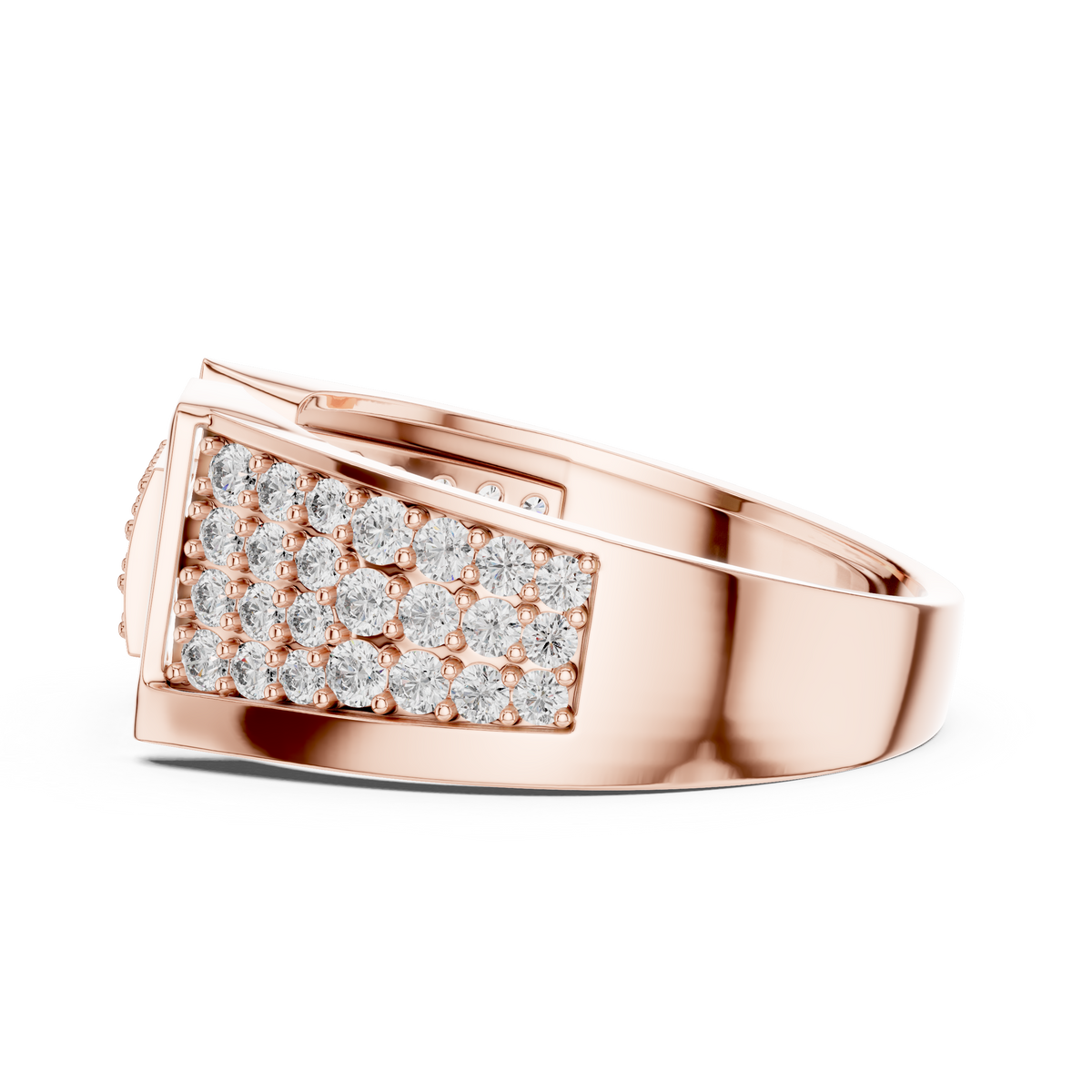 Aurevian Rectangular Pavé Lab Grown Diamond Ring