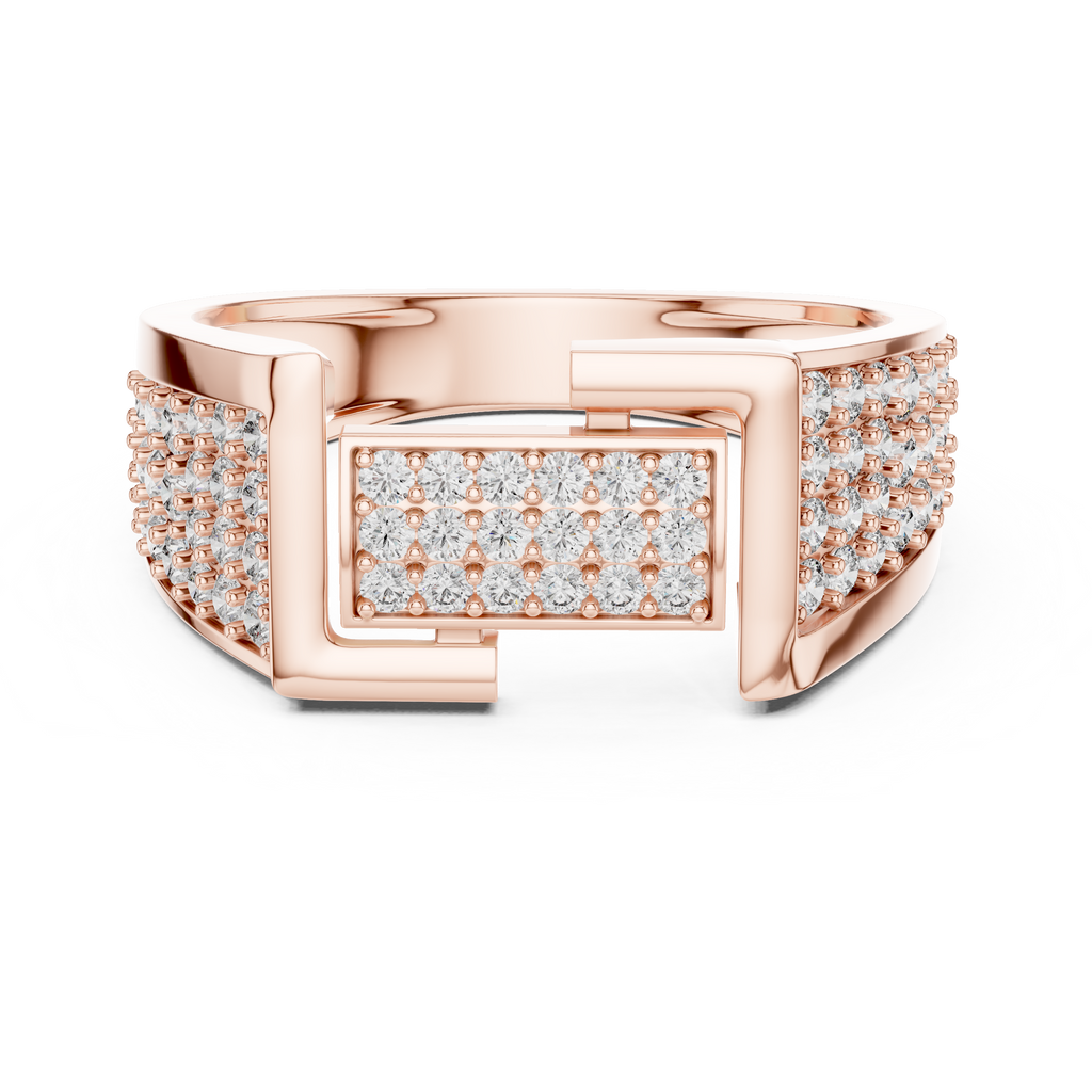 Aurevian Rectangular Pavé Lab Grown Diamond Ring