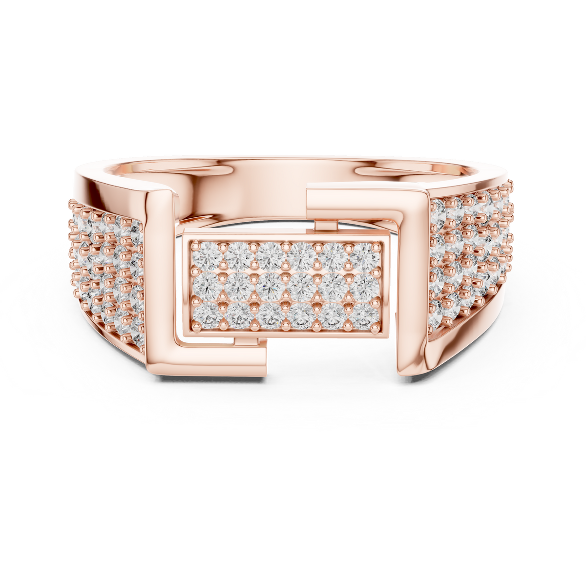 Aurevian Rectangular Pavé Lab Grown Diamond Ring