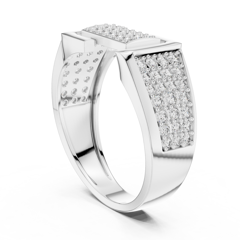 Aurevian Rectangular Pavé Lab Grown Diamond Ring