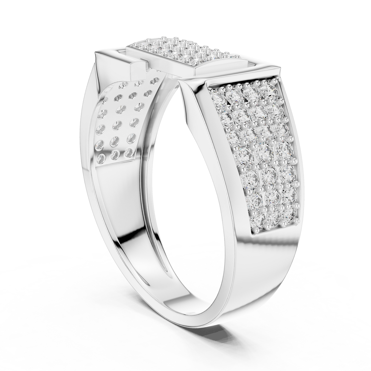 Aurevian Rectangular Pavé Lab Grown Diamond Ring