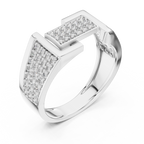 Aurevian Rectangular Pavé Lab Grown Diamond Ring