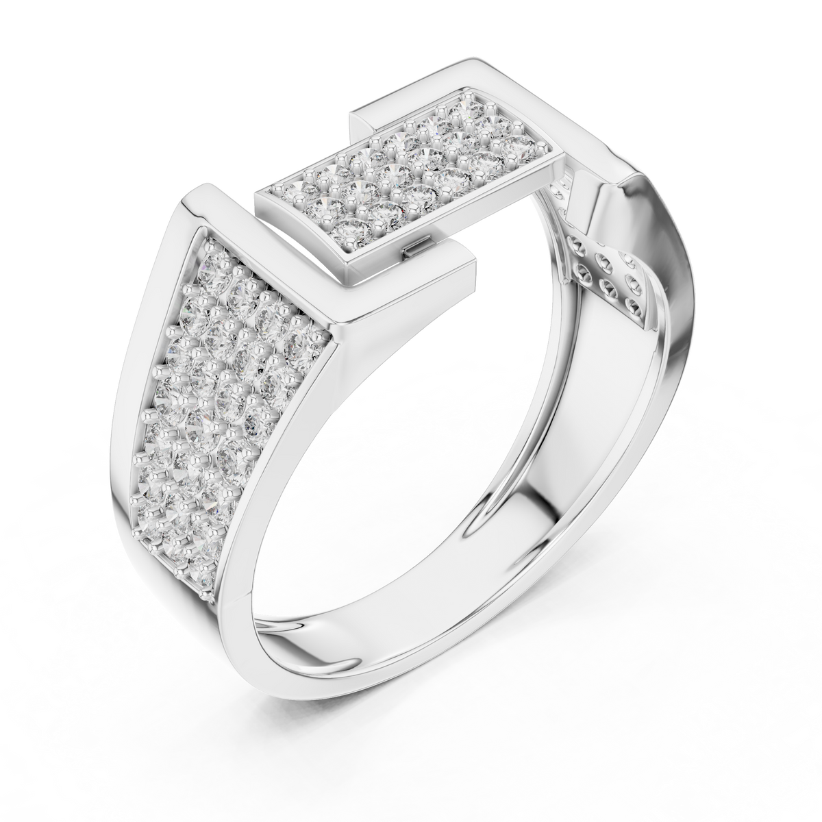 Aurevian Rectangular Pavé Lab Grown Diamond Ring