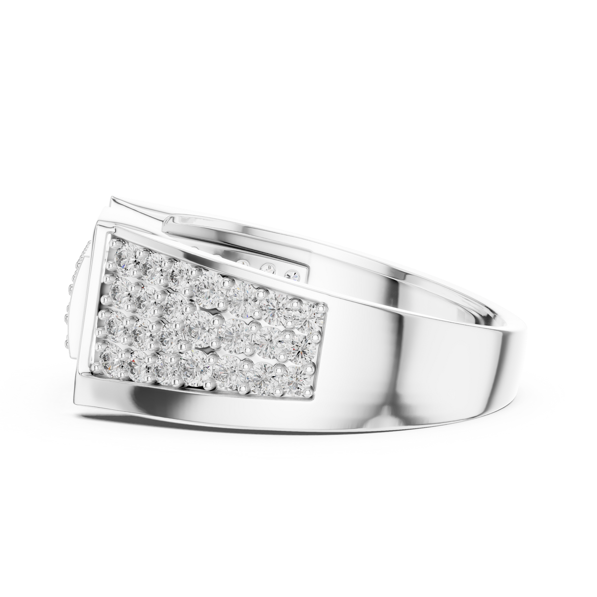 Aurevian Rectangular Pavé Lab Grown Diamond Ring