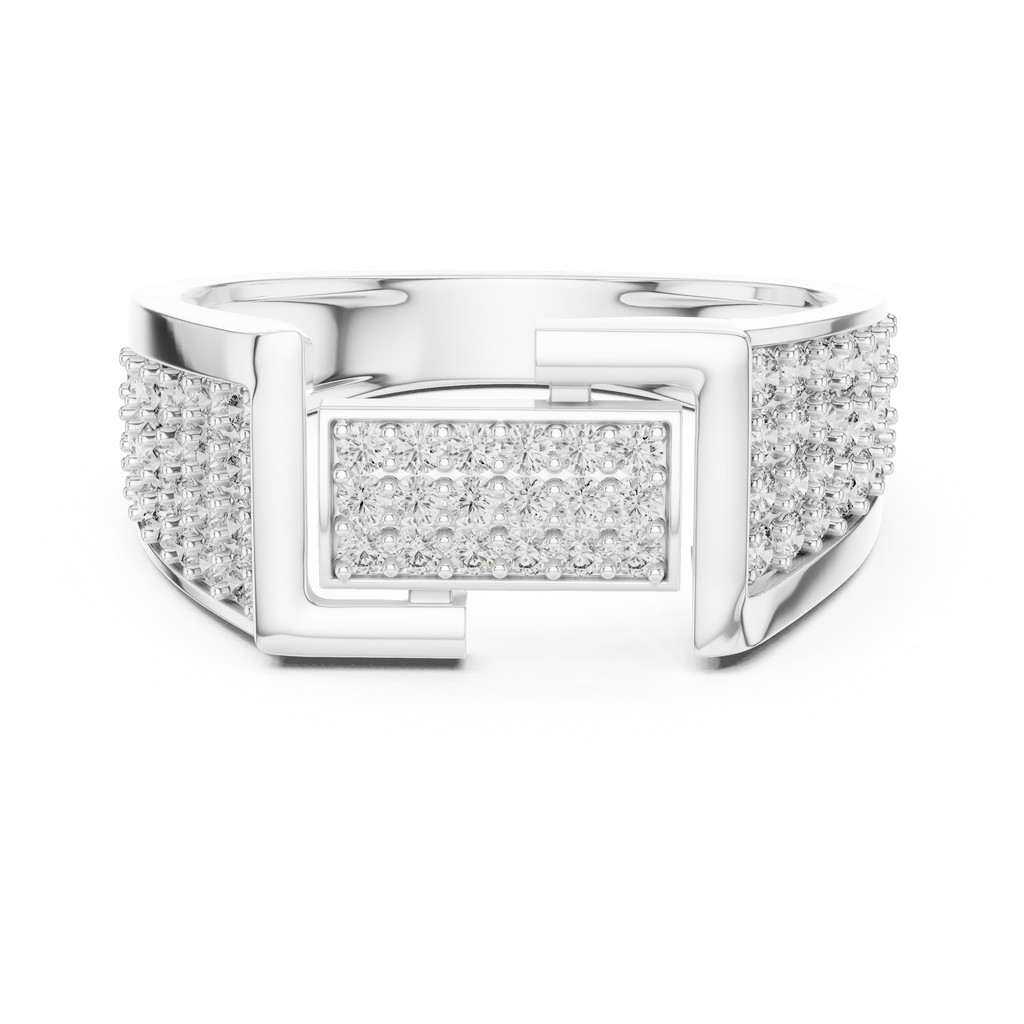 Aurevian Rectangular Pavé Lab Grown Diamond Ring