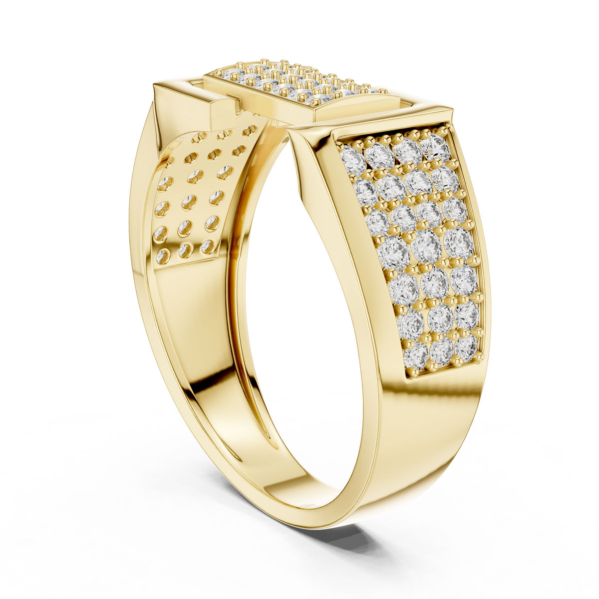 Aurevian Rectangular Pavé Lab Grown Diamond Ring
