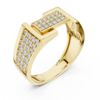 Aurevian Rectangular Pavé Lab Grown Diamond Ring