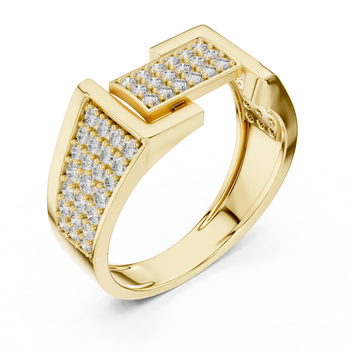 Aurevian Rectangular Pavé Lab Grown Diamond Ring