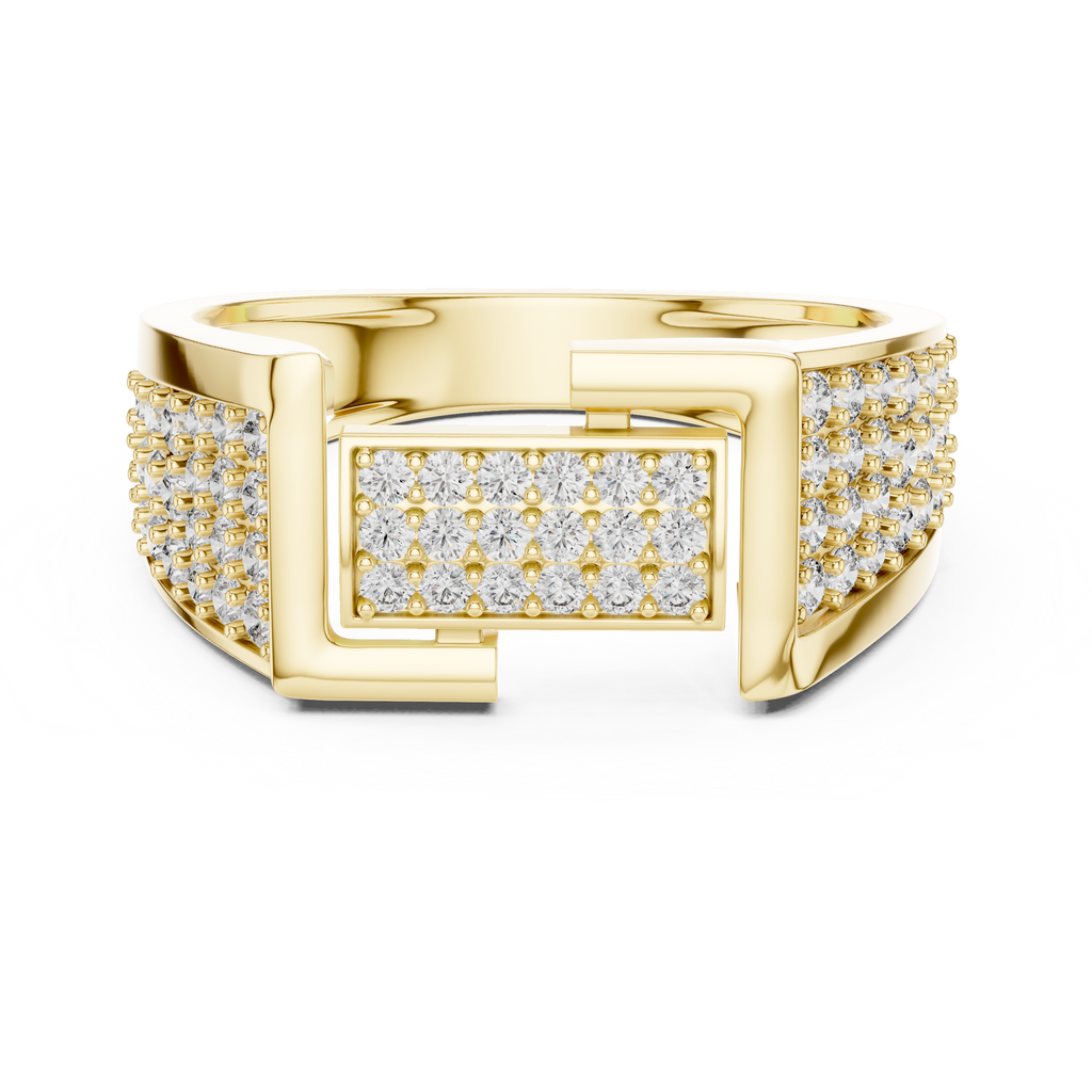 Aurevian Rectangular Pavé Lab Grown Diamond Ring