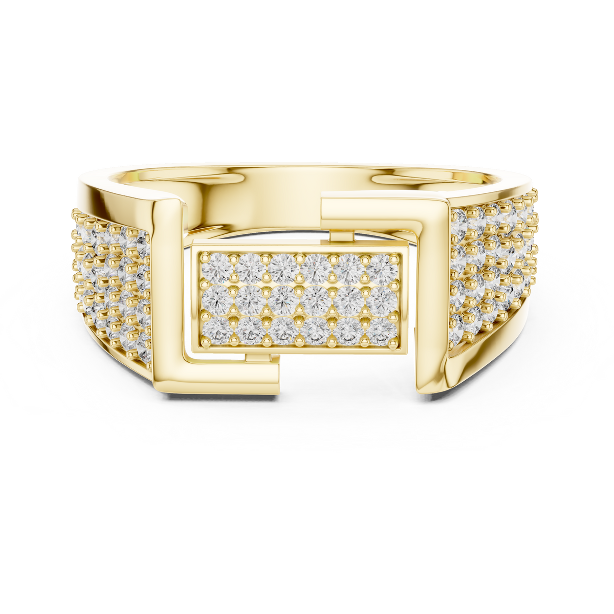 Aurevian Rectangular Pavé Lab Grown Diamond Ring