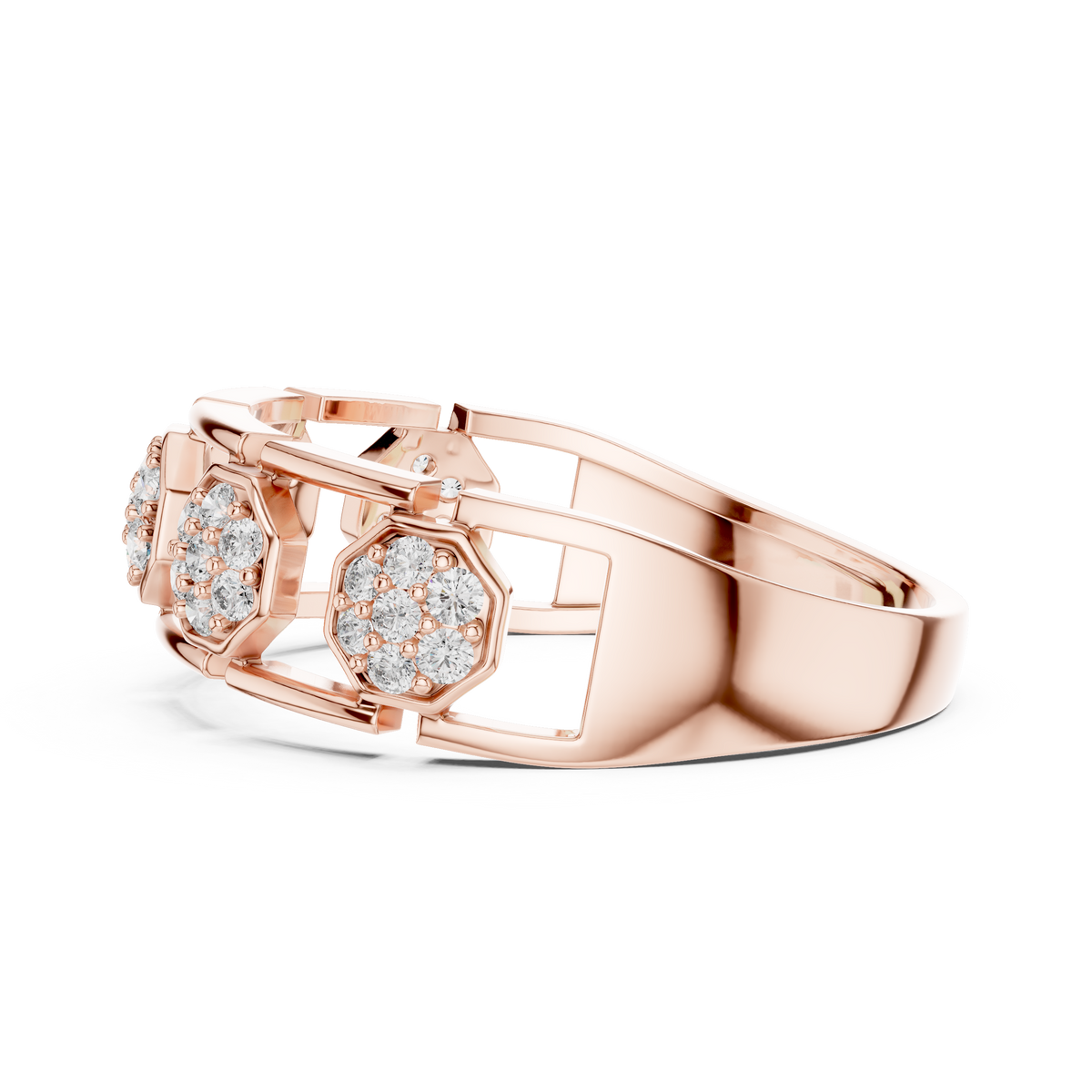 Octavelle Hexagon Cluster Lab Grown Diamond Ring.