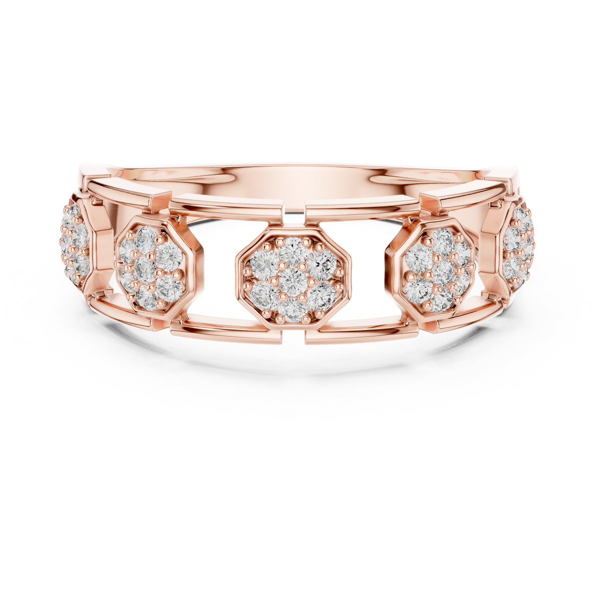 Octavelle Hexagon Cluster Lab Grown Diamond Ring.