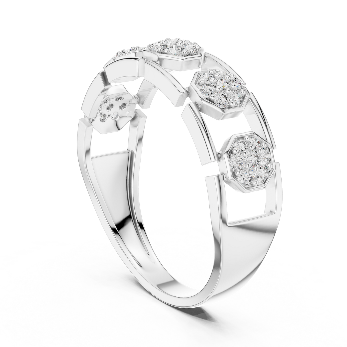 Octavelle Hexagon Cluster Lab Grown Diamond Ring.