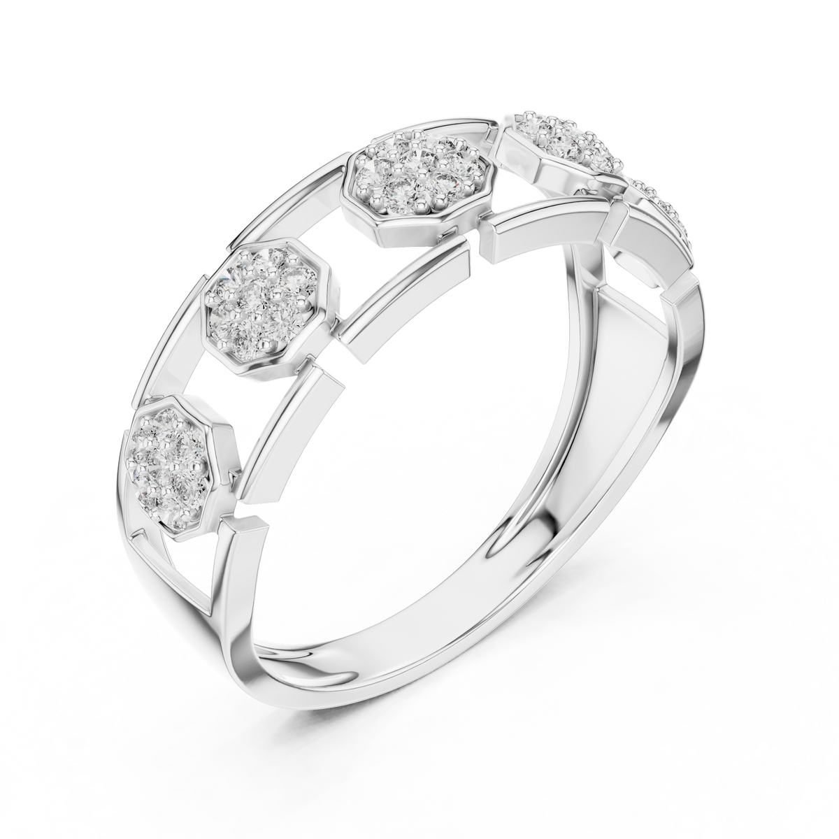 Octavelle Hexagon Cluster Lab Grown Diamond Ring.